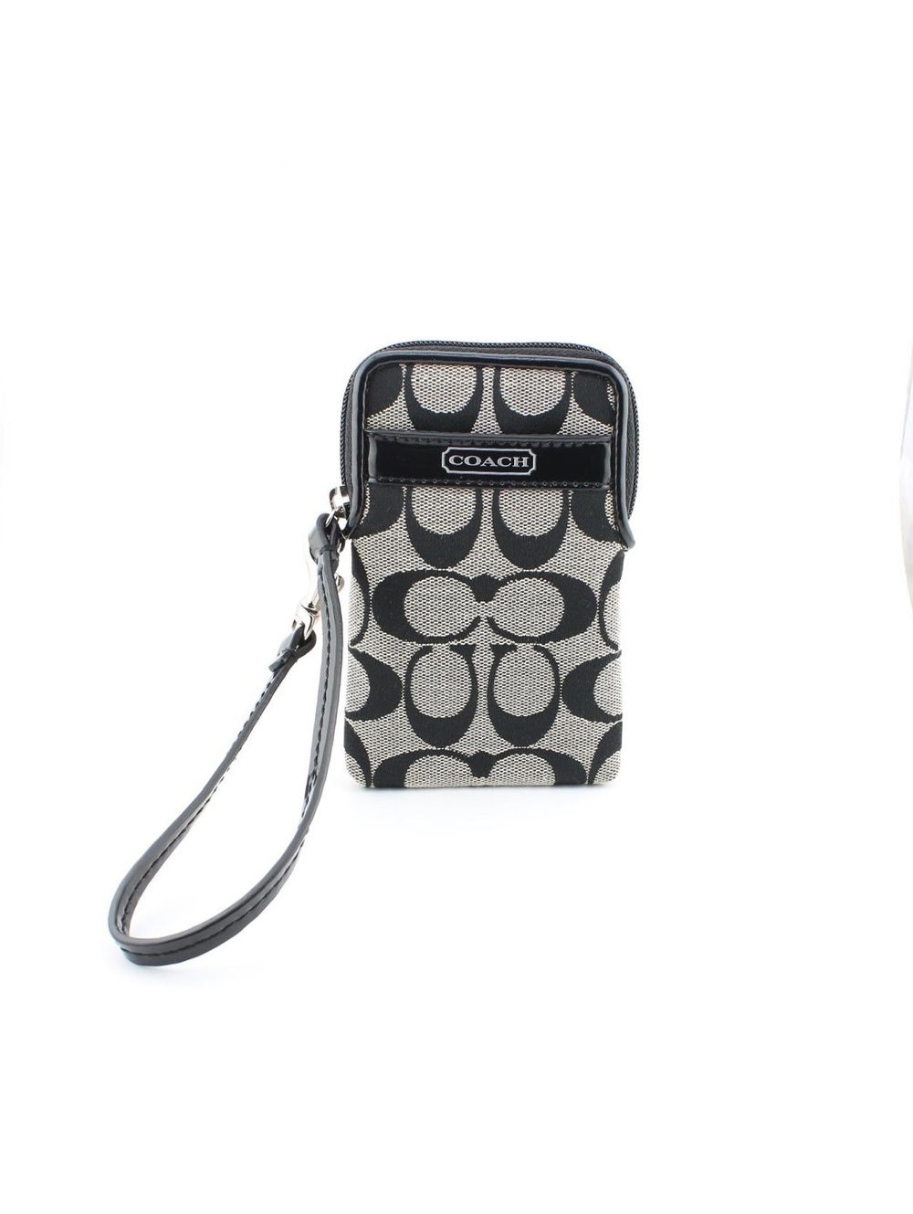 Coach Y2K Black Signature C Monogram Vertical Phone Bag Pouch Wristlet